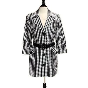 Anthracite Black & White Gingham Quarter Sleeve Rain Jacket Size 10